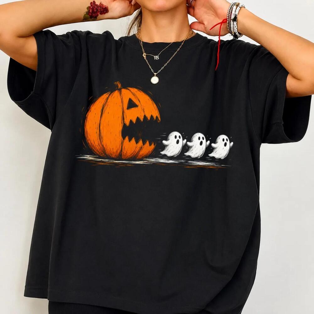 Halloween Pumpkin Eating Ghosts Shirt, Spooky Spooky Tee